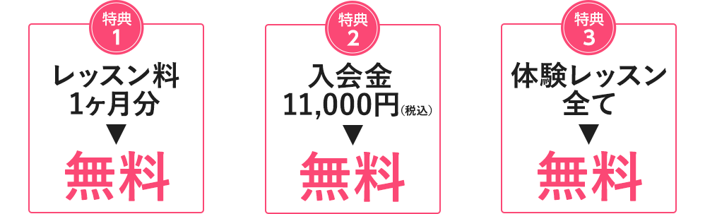 レッスン料1ヶ月分無料